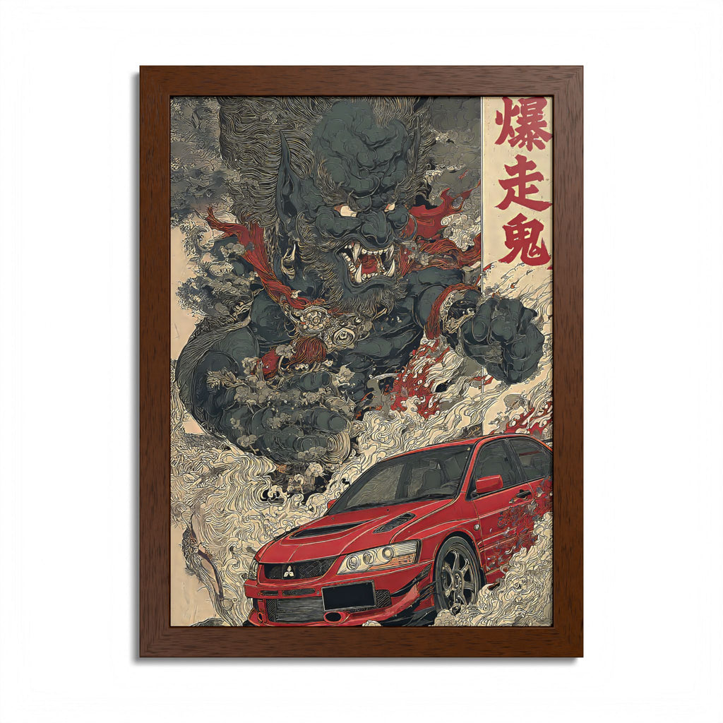 Framed Mitsubishi Evo Demon Japanese Art Print