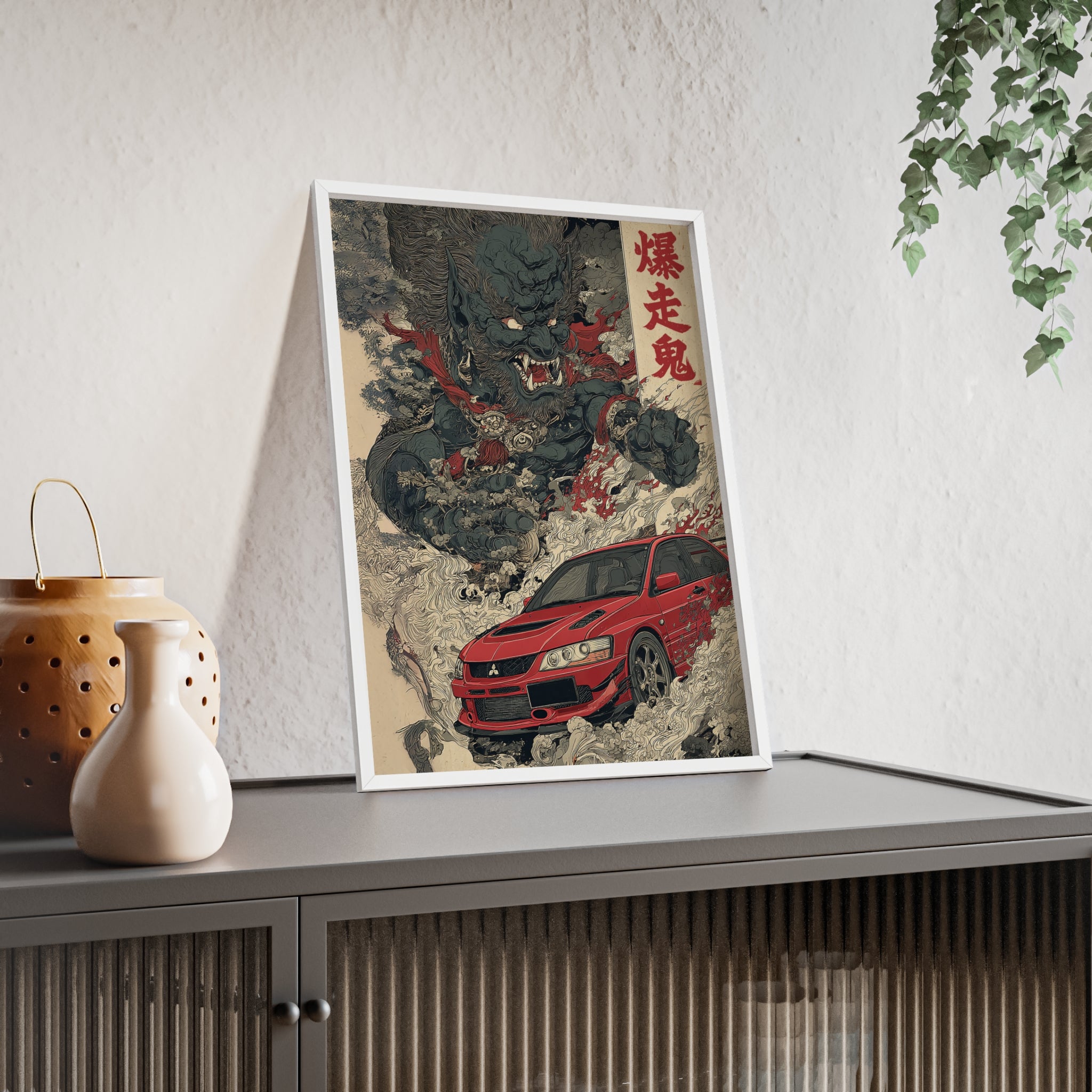 Framed Mitsubishi Evo Demon Japanese Art Print (EU)