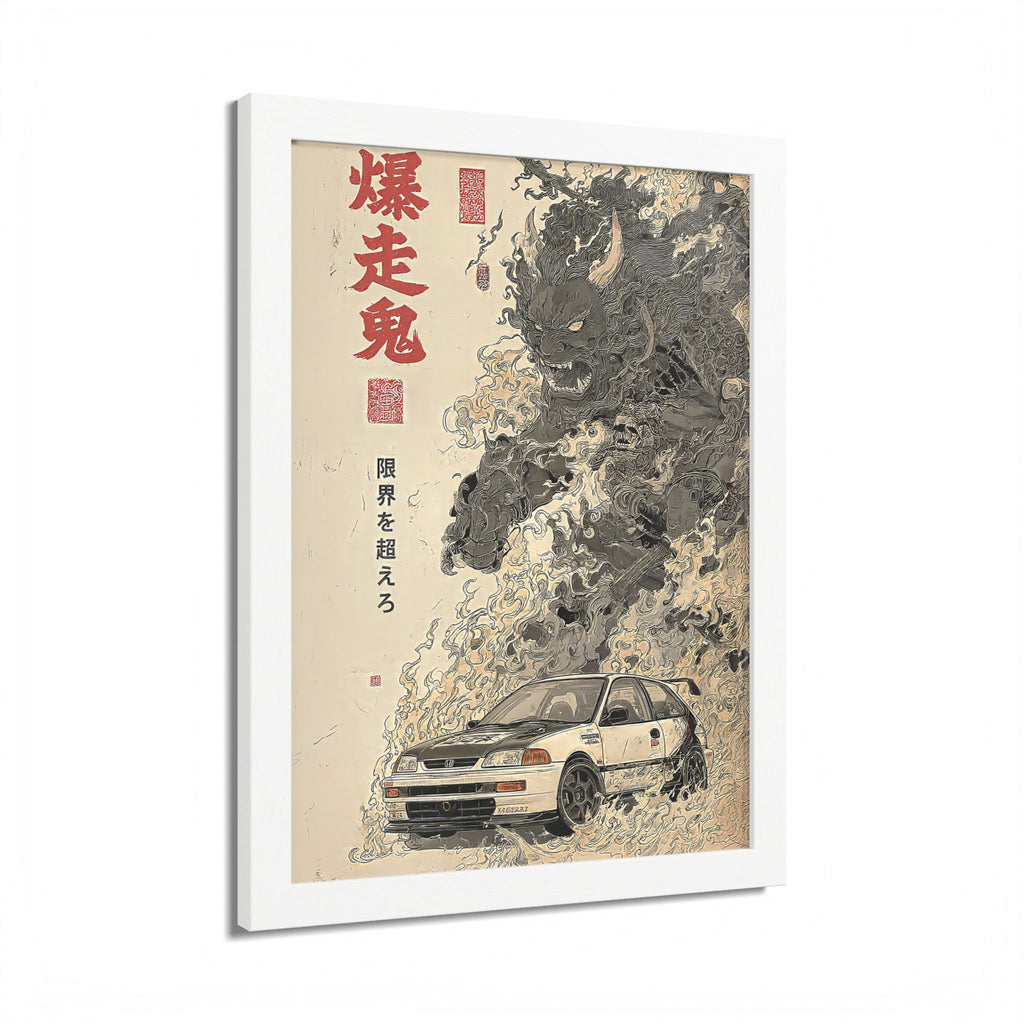 Framed Honda Civic Demon Japanese Art Print