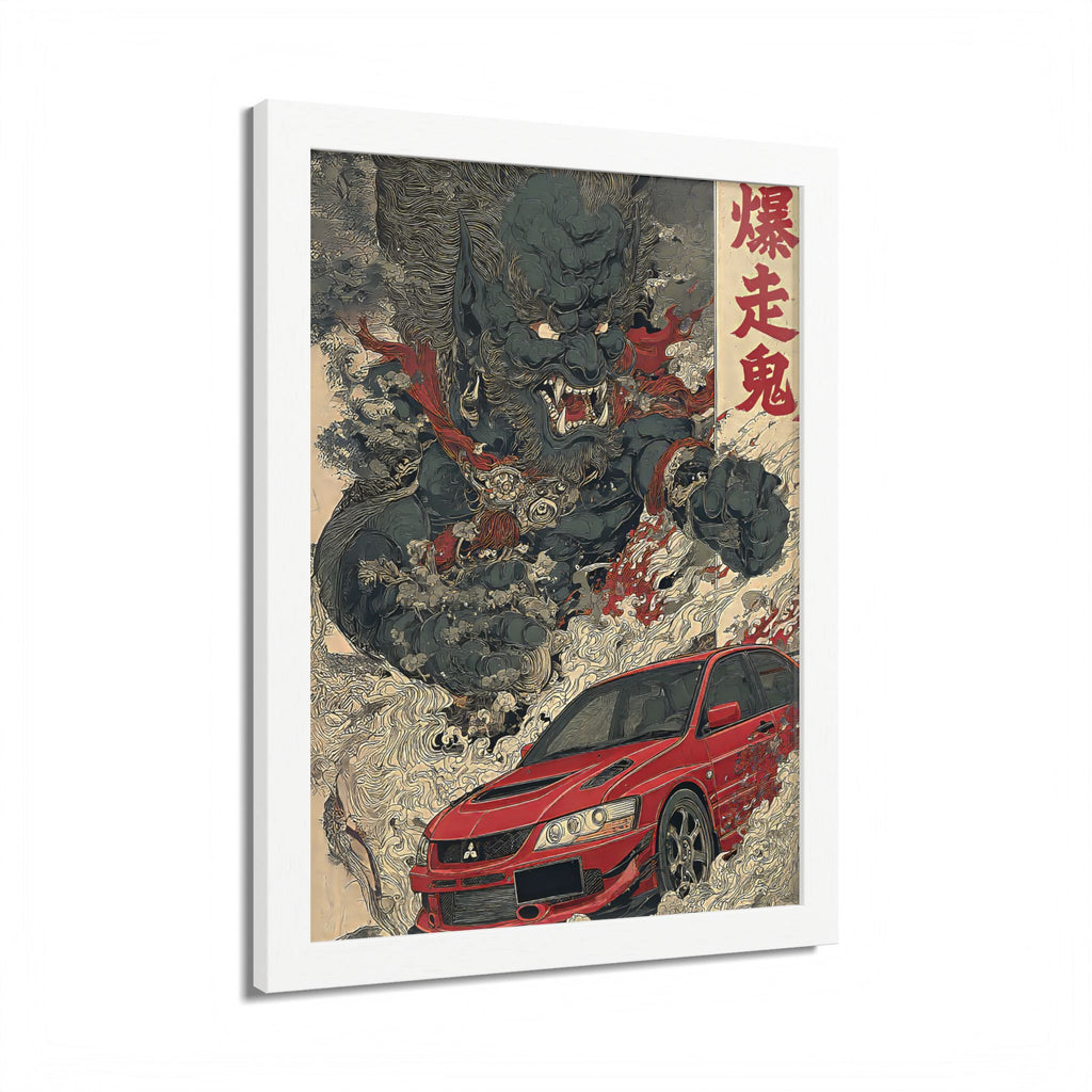 Framed Mitsubishi Evo Demon Japanese Art Print