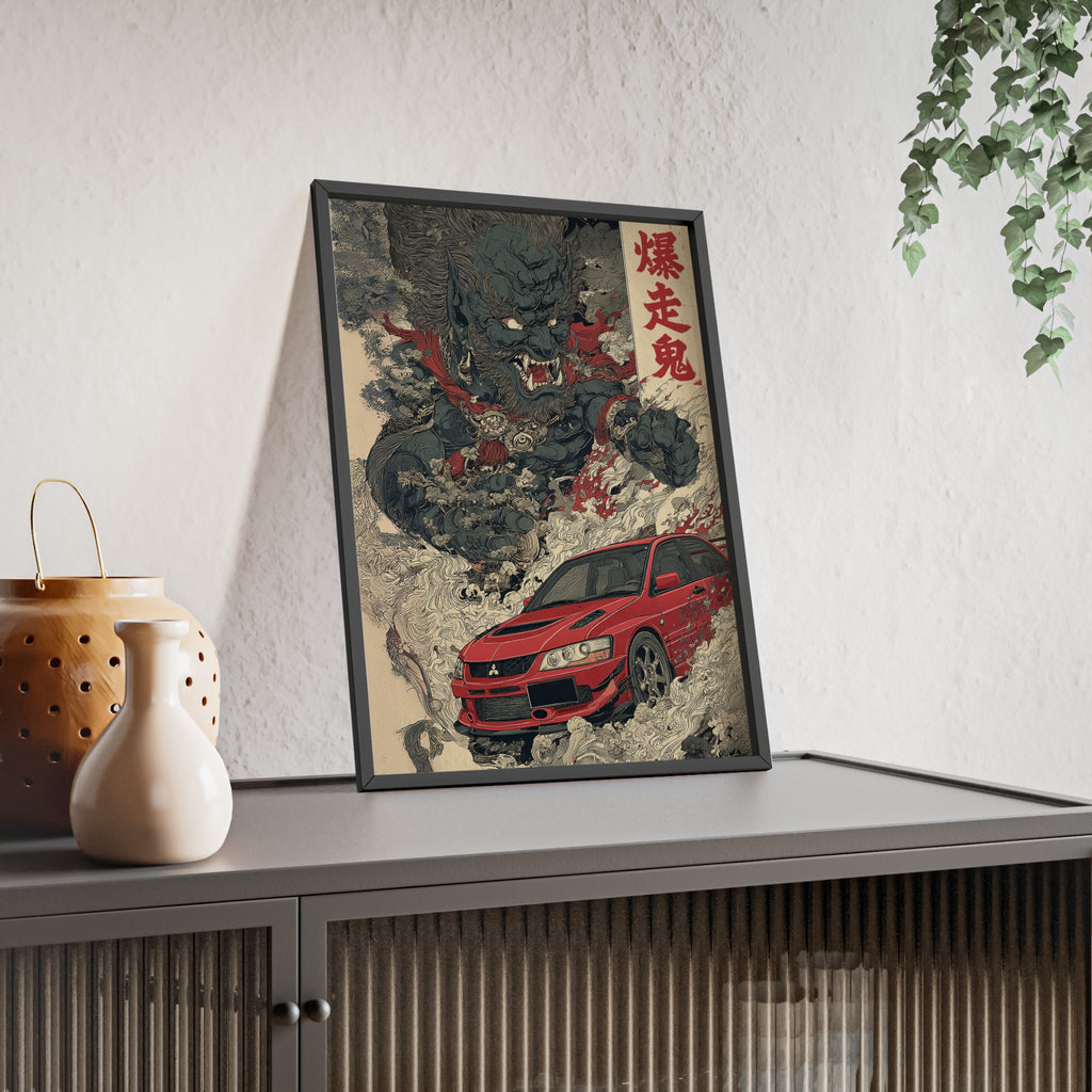 Framed Mitsubishi Evo Demon Japanese Art Print (EU)