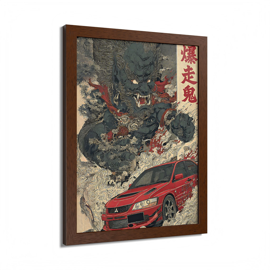 Framed Mitsubishi Evo Demon Japanese Art Print