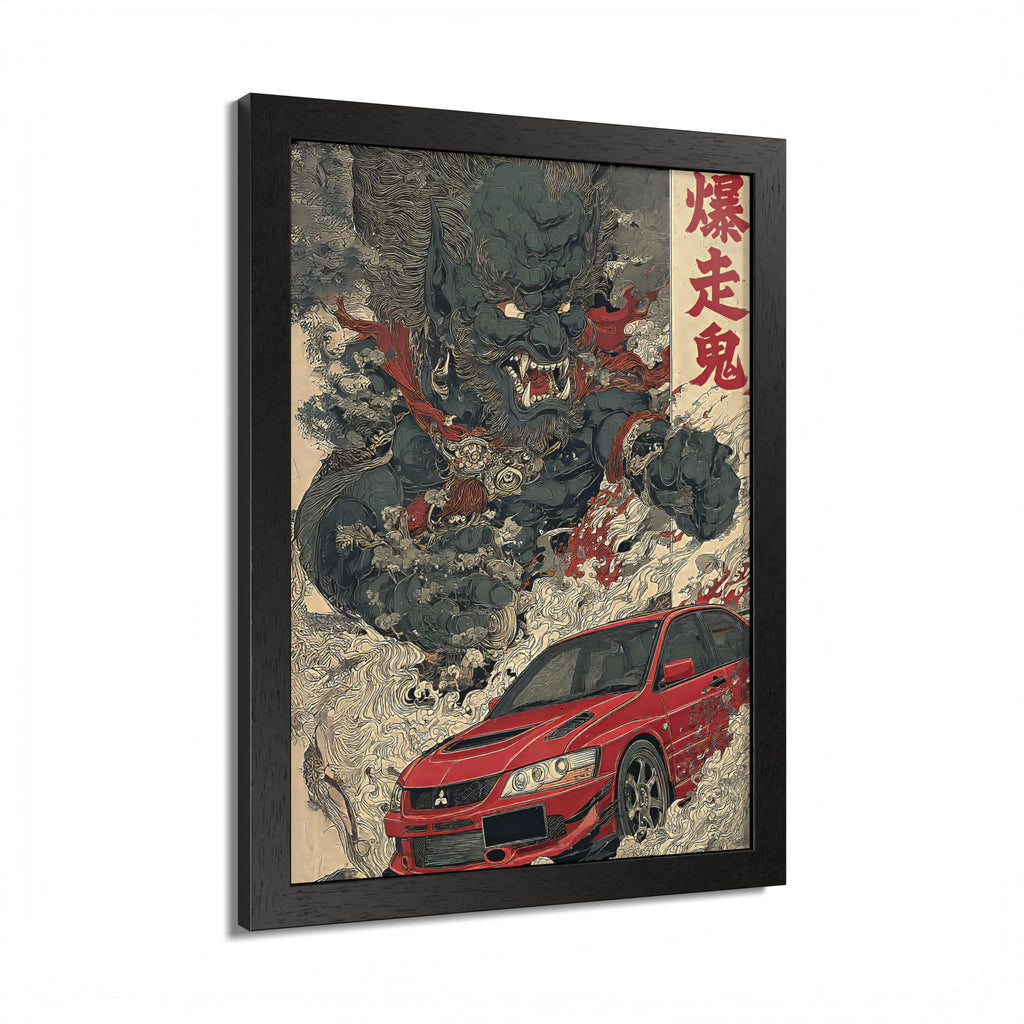 Framed Mitsubishi Evo Demon Japanese Art Print
