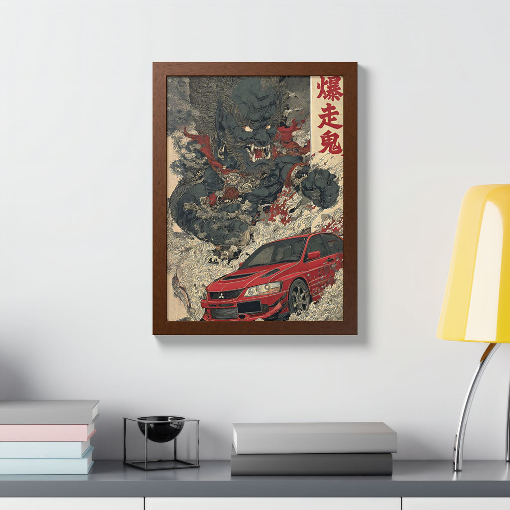 Framed Mitsubishi Evo Demon Japanese Art Print