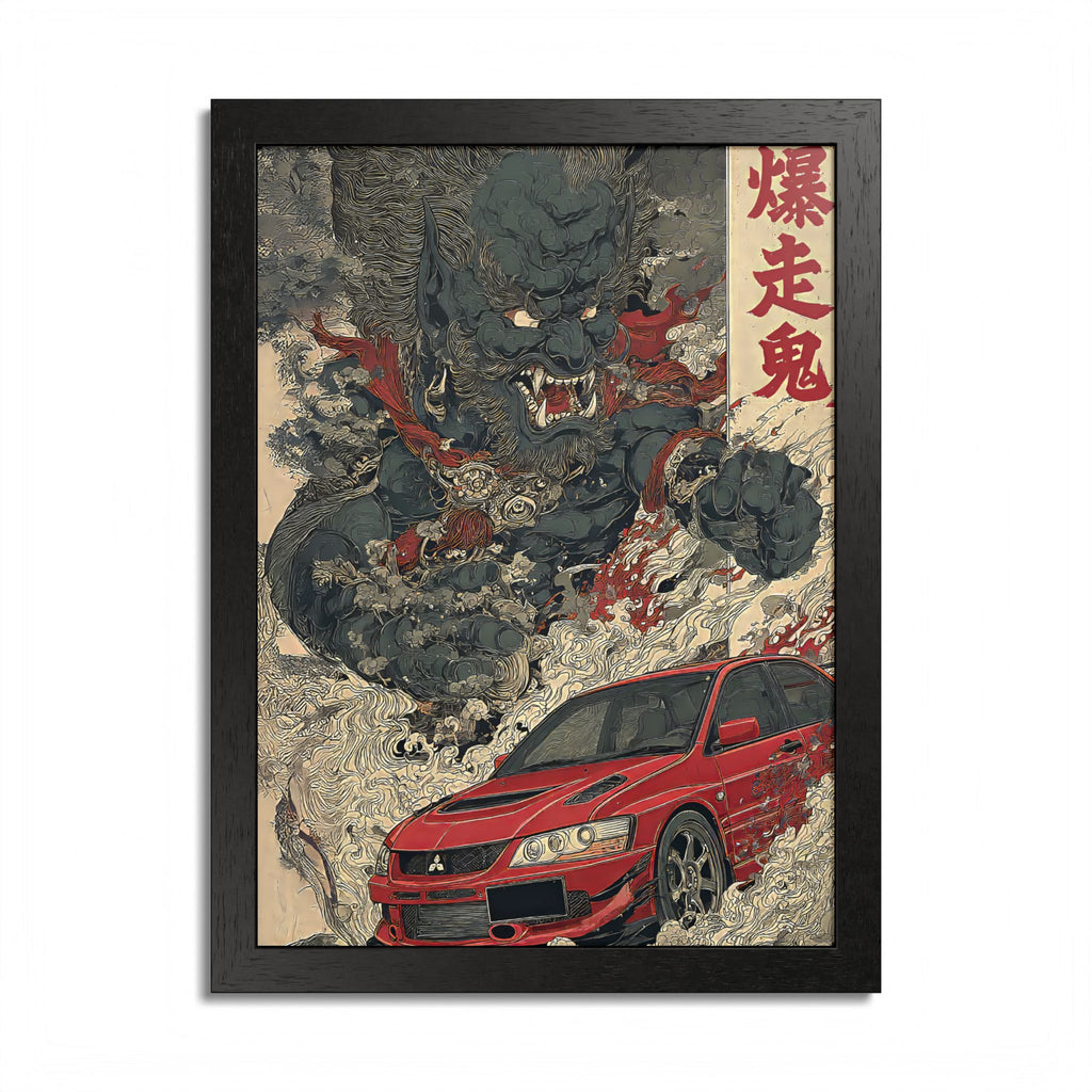 Framed Mitsubishi Evo Demon Japanese Art Print