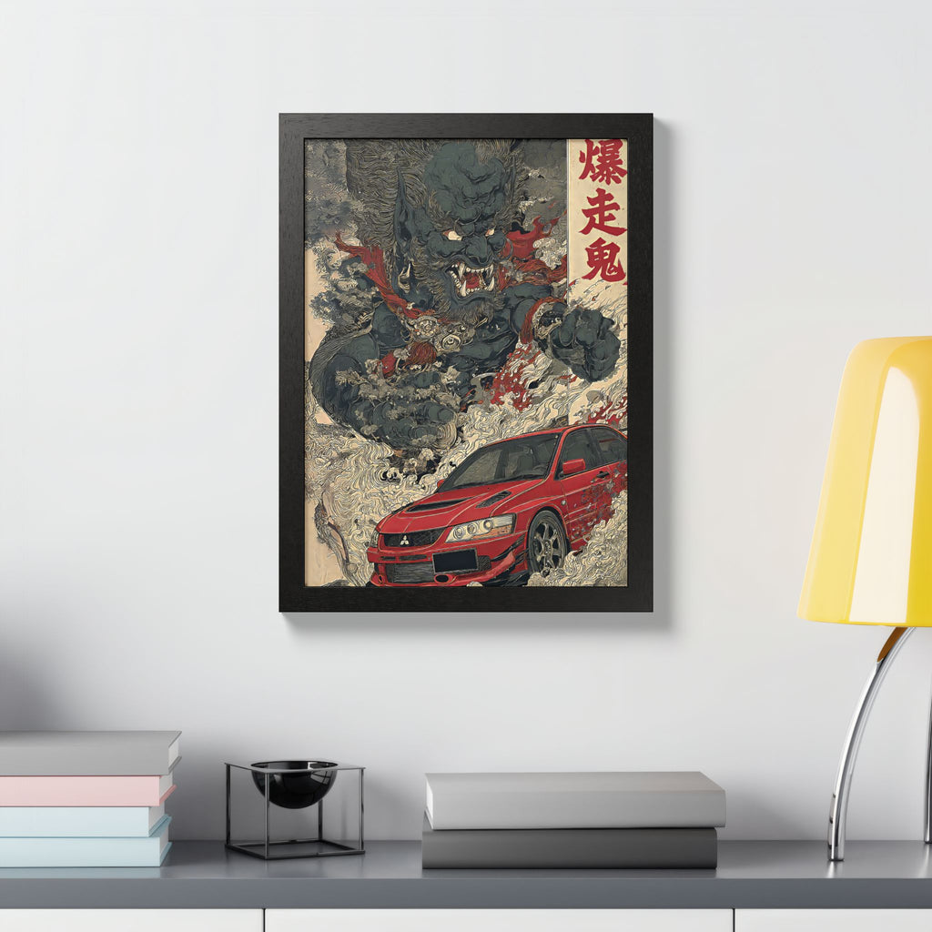 Framed Mitsubishi Evo Demon Japanese Art Print