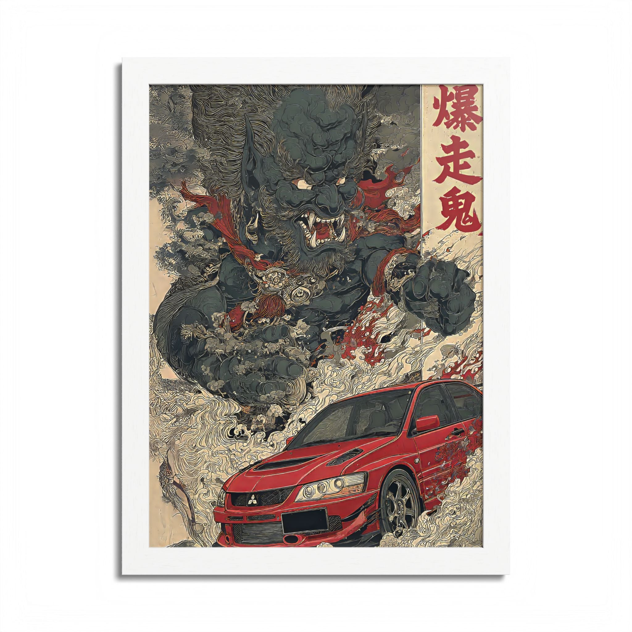 Framed Mitsubishi Evo Demon Japanese Art Print