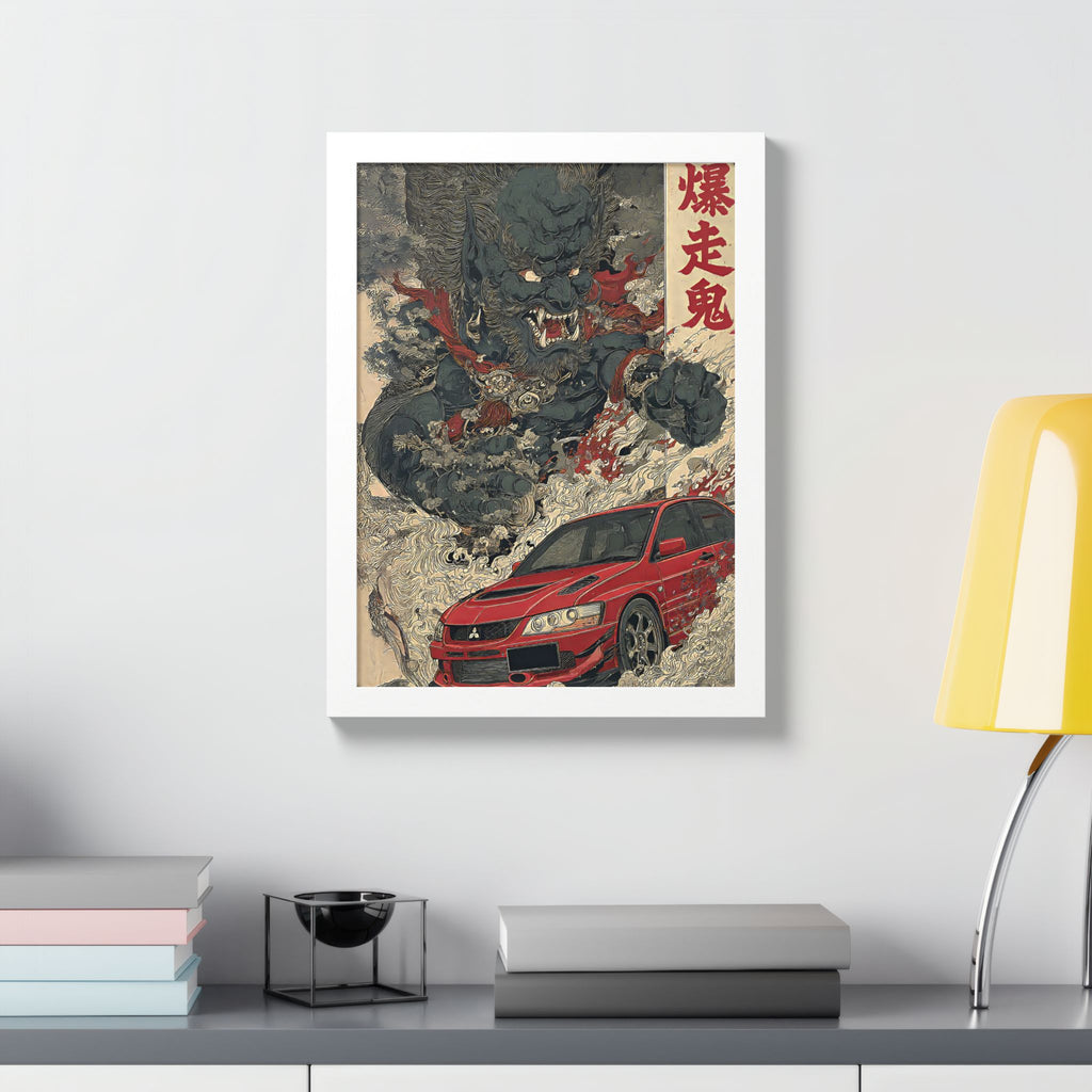 Framed Mitsubishi Evo Demon Japanese Art Print